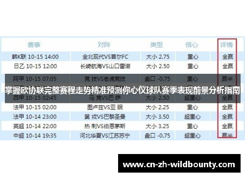 掌握欧协联完整赛程走势精准预测你心仪球队赛季表现前景分析指南 掌握欧协联完整赛程走势精准预测你心仪球队赛季表现前景分析指南